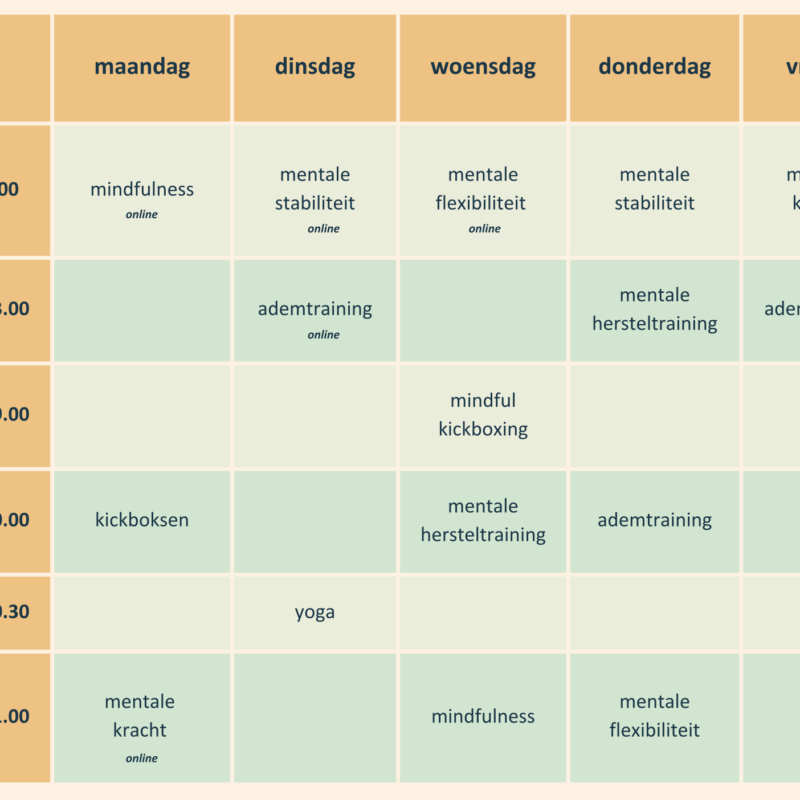 Mindklub groepslesrooster